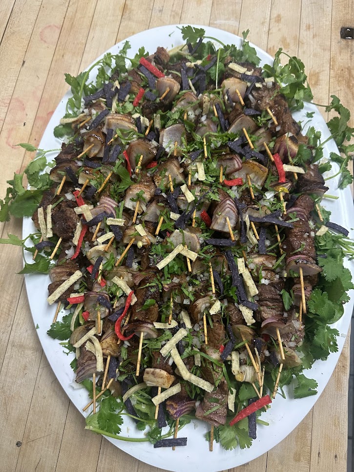 Catering table with food